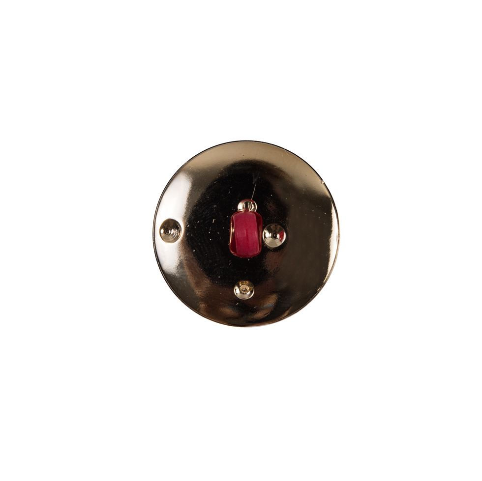 Italian Red and Gold Plastic Shank-Back Button - 24L/15mm