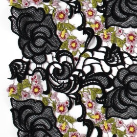 Black Floral Embroidered Guipure Lace Black Floral Embroidered Guipure Lace