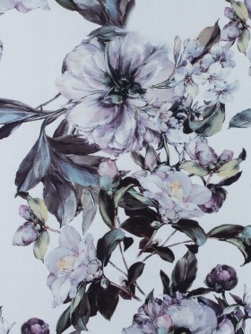 White and Evening Haze Digitally Printed Flowers on a Premium Mikado/Twill White and Evening Haze Digitally Printed Flowers on a Premium Mikado/Twill