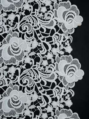 Embroidered Guipure Lace – White Floral Embroidered Guipure Lace – White Floral