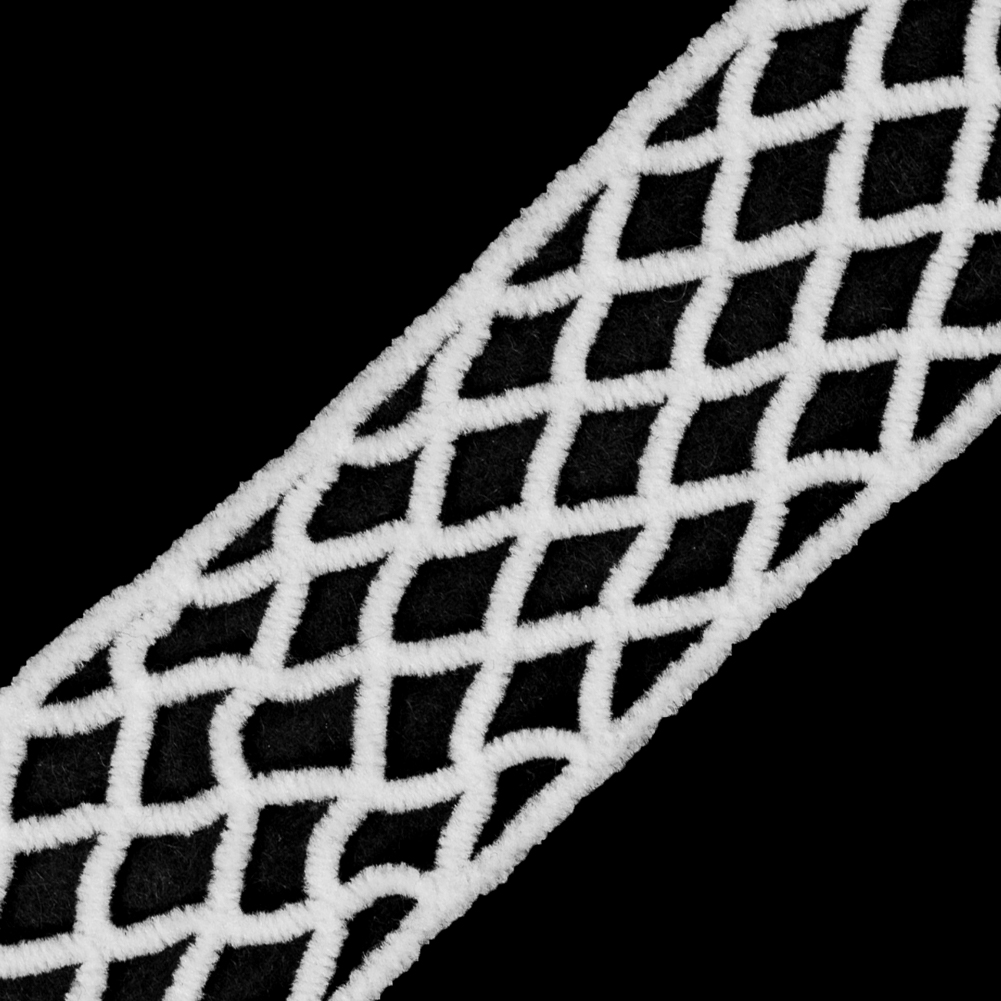 White Criss Cross Chenille Trim - 2"