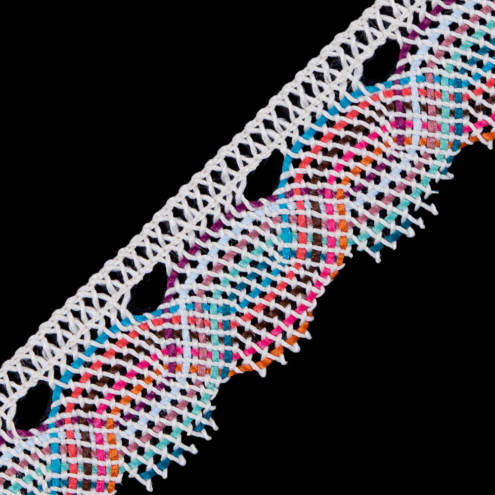 Ivory Multicolor Crochet Trim - 1"