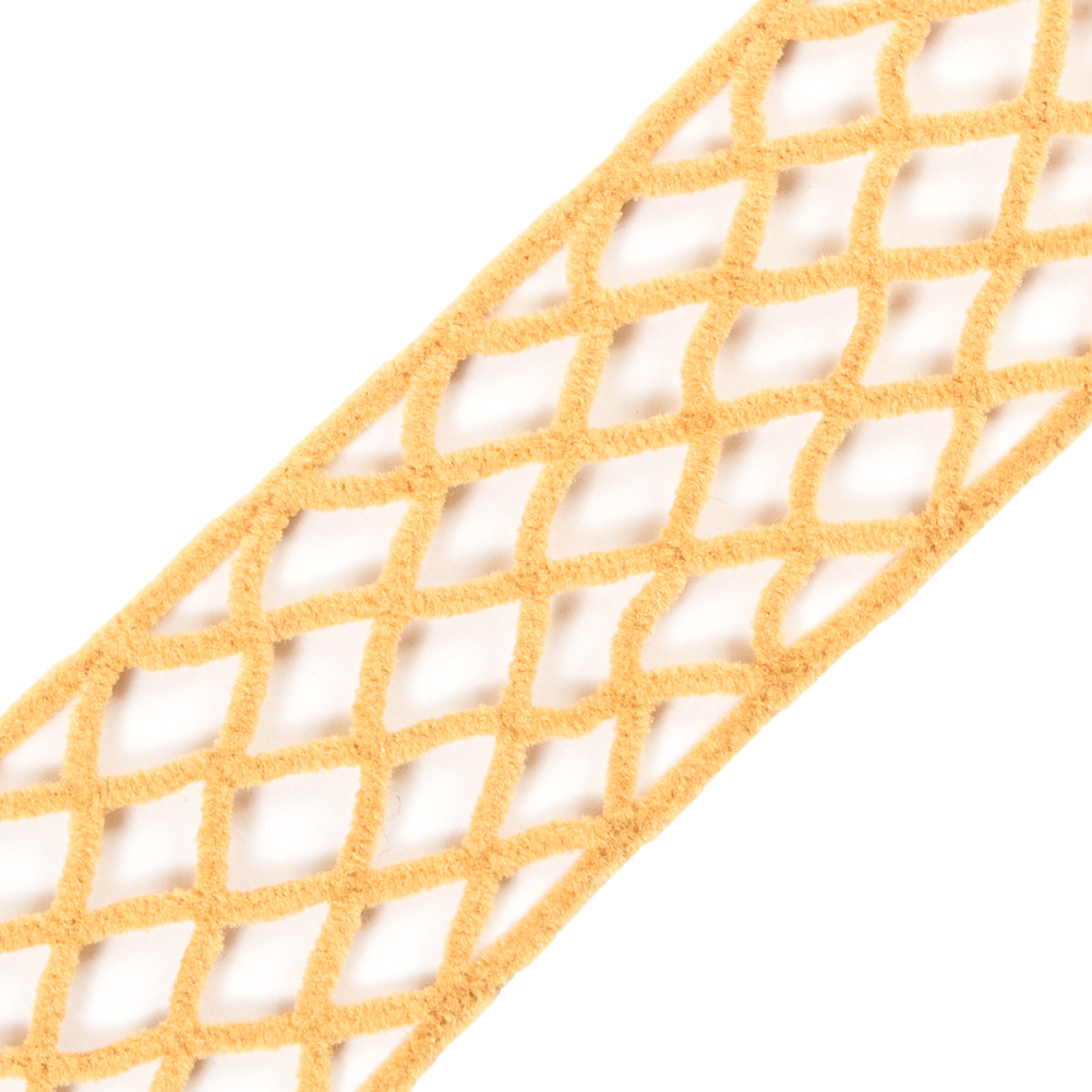Mustard Criss Cross Chenille Trim - 2"