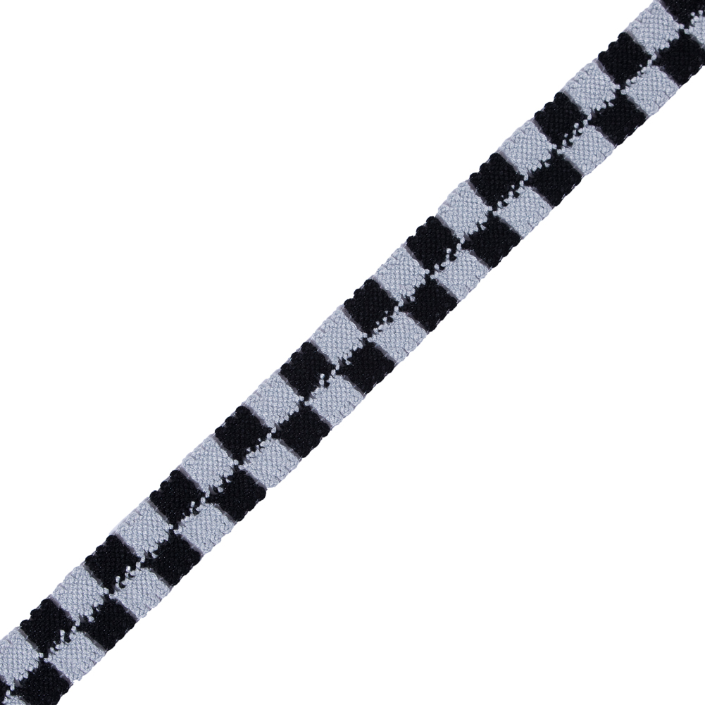 Black and Silver 2 Row Checkered Crochet Trim – 1″ Black and Silver 2 Row Checkered Crochet Trim – 1″