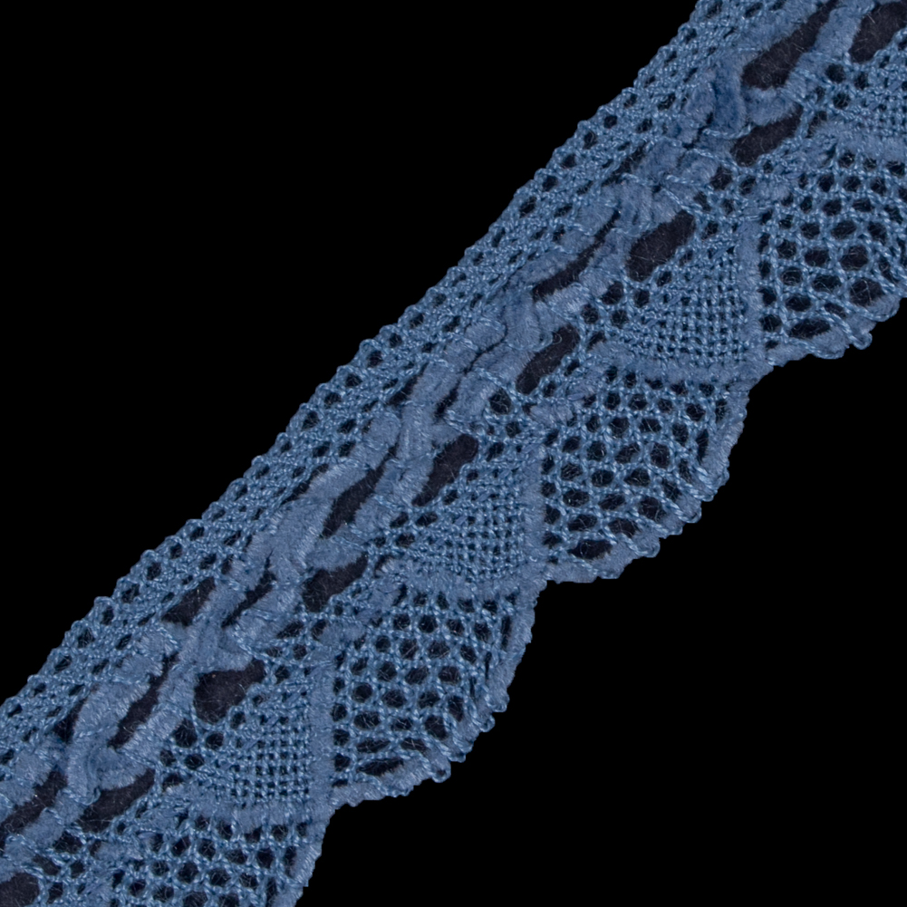 Blue Crochet Chenille Trim - 1.5"