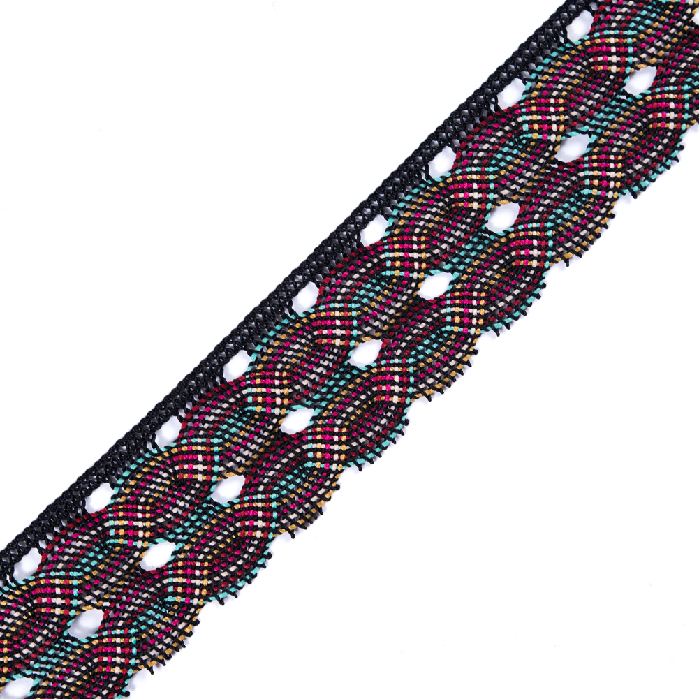 Black Multicolor Crochet Trim – 1.75″ Black Multicolor Crochet Trim – 1.75″