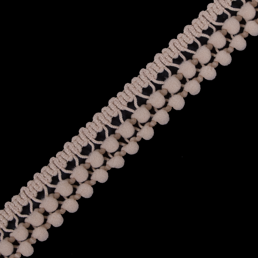 European Light Beige Two Row Mini Pom Pom Trim