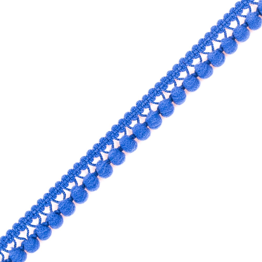 European Deep Royal Blue Single Row Mini Pom Pom Trim