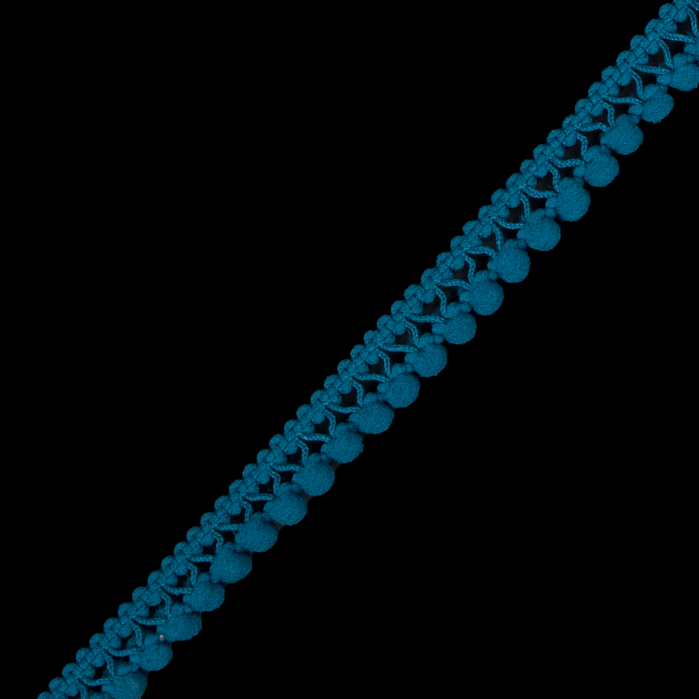 European Teal Single Row Mini Pom Pom Trim