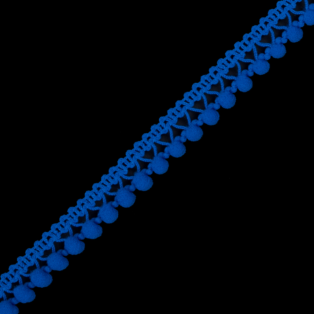 European Cobalt Single Row Mini Pom Pom Trim