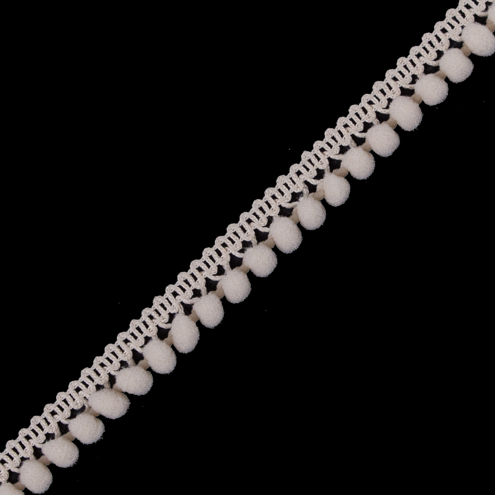 European Light Beige Single Row Mini Pom Pom Trim