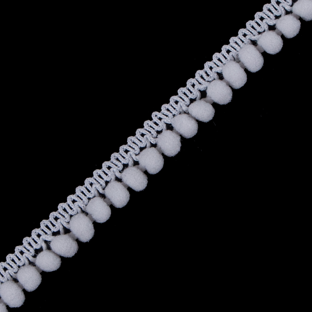 European Silver Single Row Mini Pom Pom Trim