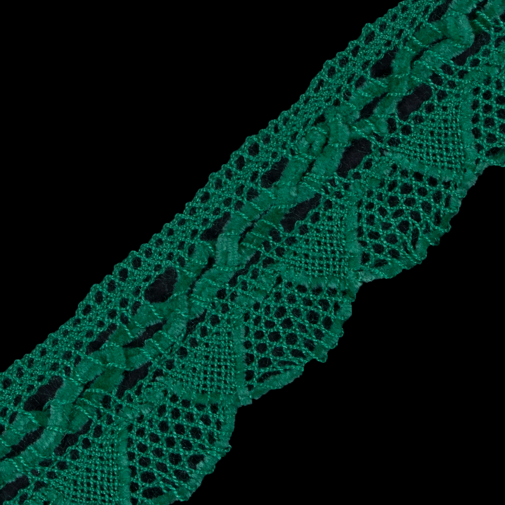 Bright Green Crochet Chenille Trim - 1.5"