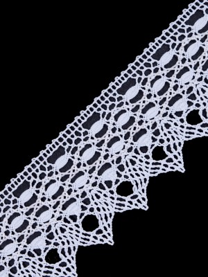 European White Scalloped Crochet Lace Trim with Satin Ribbon Detail – 2″ European White Scalloped Crochet Lace Trim with Satin Ribbon Detail – 2″