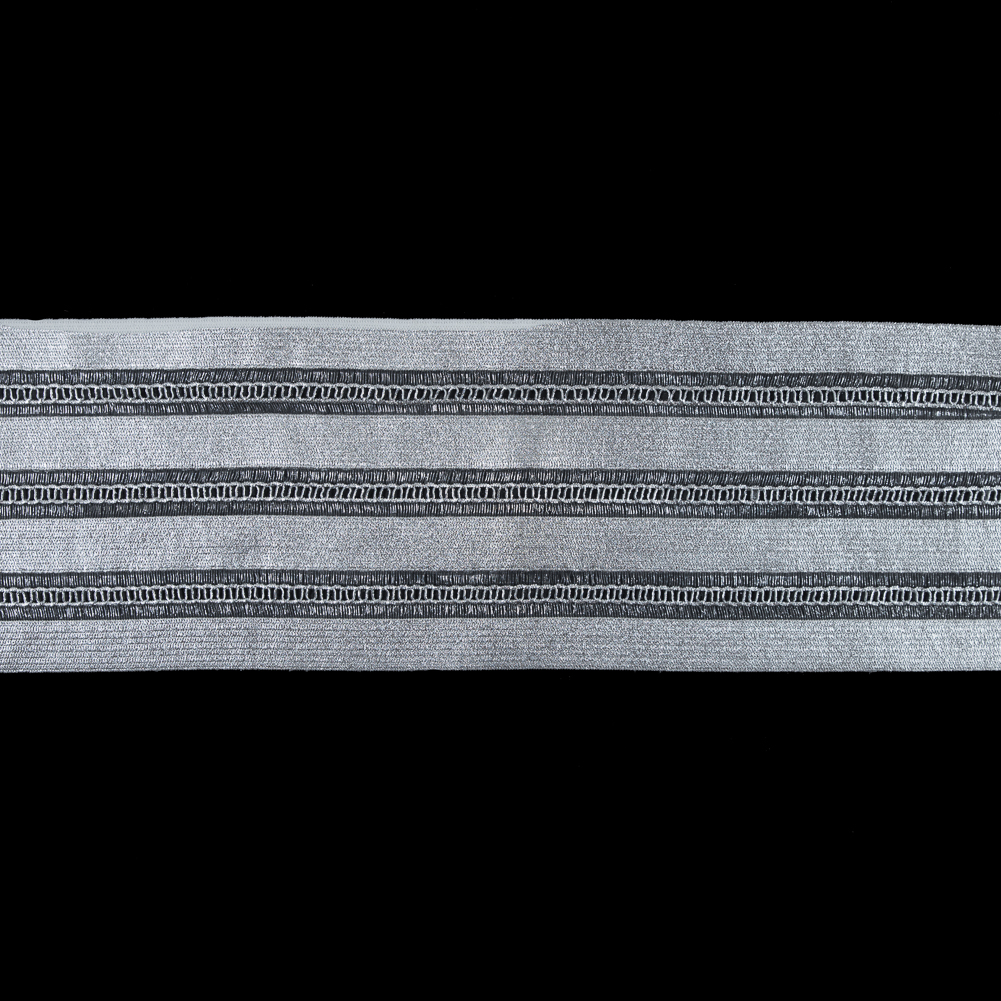 Foiled Silver Metallic Elastic Trim – 3.5″ Foiled Silver Metallic Elastic Trim – 3.5″