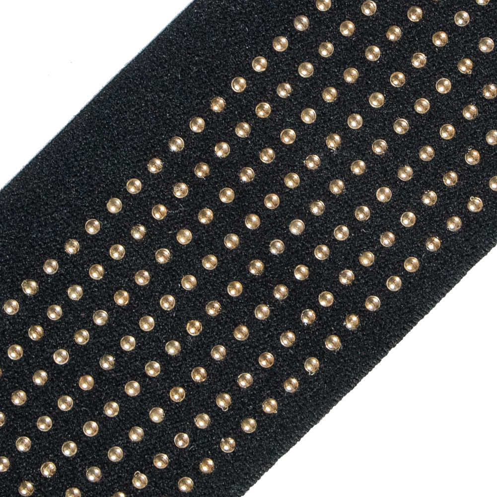 Italian Gold Studded Black Elastic Trim - 2"
