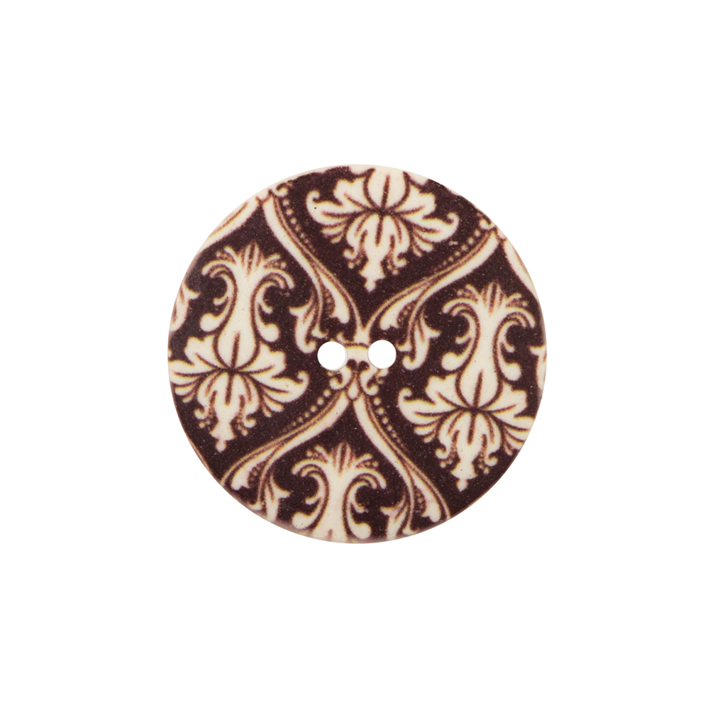 Italian Carafe Brown Damask Printed Button – 36L/23mm Italian Carafe Brown Damask Printed Button – 36L/23mm