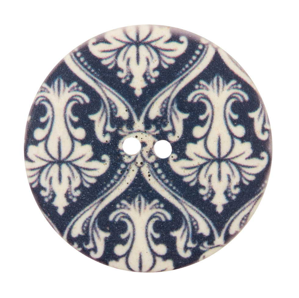 Italian True Navy Damask Printed Button – 54L/34mm Italian True Navy Damask Printed Button – 54L/34mm