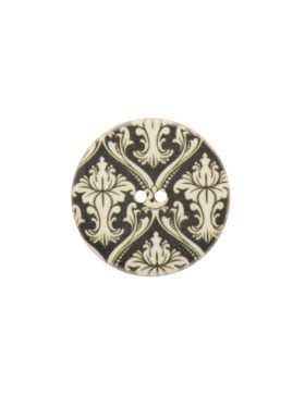 Italian Cypress Green Damask Printed Button – 24L/15mm Italian Cypress Green Damask Printed Button – 24L/15mm