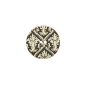 Italian Cypress Green Damask Printed Button – 24L/15mm Italian Cypress Green Damask Printed Button – 24L/15mm