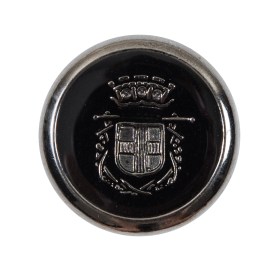 Italian Black and Silver Crest Metal Button – 44L/28mm Italian Black and Silver Crest Metal Button – 44L/28mm