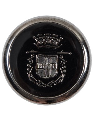 Italian Black and Silver Crest Metal Button – 44L/28mm Italian Black and Silver Crest Metal Button – 44L/28mm