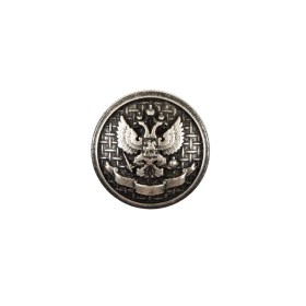 Italian Silver Button with Double-Headed Eagle Emblem – 24L/15mm Italian Silver Button with Double-Headed Eagle Emblem – 24L/15mm