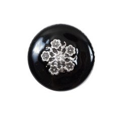 Italian Black and Silver Floral Metal Button – 36L/23mm Italian Black and Silver Floral Metal Button – 36L/23mm