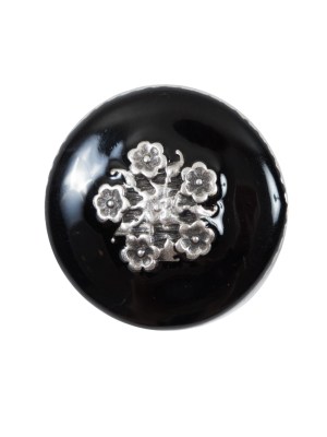 Italian Black and Silver Floral Metal Button – 36L/23mm Italian Black and Silver Floral Metal Button – 36L/23mm