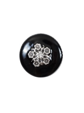 Italian Black and Silver Floral Metal Button – 24L/15mm Italian Black and Silver Floral Metal Button – 24L/15mm