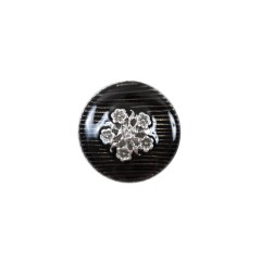 Italian Translucent Black and Silver Floral Metal Button – 24L/15mm Italian Translucent Black and Silver Floral Metal Button – 24L/15mm
