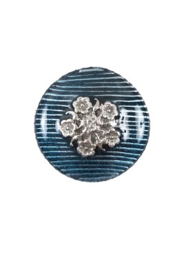 Italian Aqua and Silver Floral Metal Button – 32L/20mm Italian Aqua and Silver Floral Metal Button – 32L/20mm