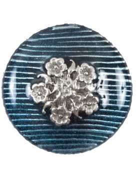 Italian Aqua and Silver Floral Metal Button – 44L/28mm Italian Aqua and Silver Floral Metal Button – 44L/28mm