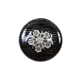 Italian Translucent Black and Silver Floral Metal Button – 36L/23mm Italian Translucent Black and Silver Floral Metal Button – 36L/23mm