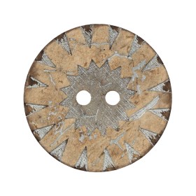 Italian Beige and Silver Carved Coconut Button – 48L/30.5mm Italian Beige and Silver Carved Coconut Button – 48L/30.5mm