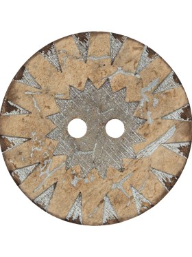Italian Beige and Silver Carved Coconut Button – 48L/30.5mm Italian Beige and Silver Carved Coconut Button – 48L/30.5mm