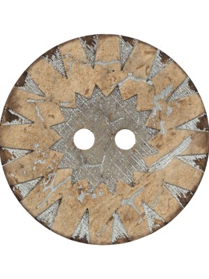 Italian Beige and Silver Carved Coconut Button – 48L/30.5mm Italian Beige and Silver Carved Coconut Button – 48L/30.5mm