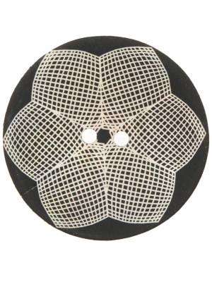 Italian Black and White Floral Printed Mother Of Pearl Button – 44L/28mm Italian Black and White Floral Printed Mother Of Pearl Button – 44L/28mm