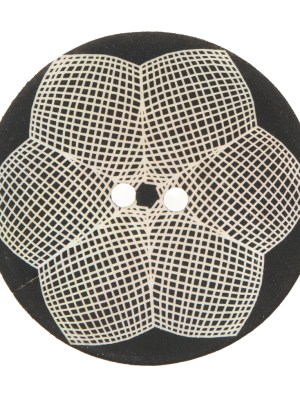 Italian Black and White Floral Printed Mother Of Pearl Button – 54L/34mm Italian Black and White Floral Printed Mother Of Pearl Button – 54L/34mm