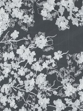 3D Embroidered Stretch Netting Lace – Off-White Floral 3D Embroidered Stretch Netting Lace – Off-White Floral