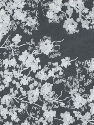 3D Embroidered Stretch Netting Lace – Off-White Floral 3D Embroidered Stretch Netting Lace – Off-White Floral