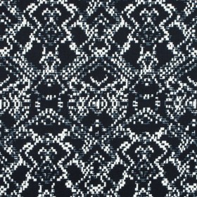 Black and Winter White Abstract Printed Stretch Cotton Sateen Black and Winter White Abstract Printed Stretch Cotton Sateen