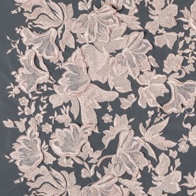 3D Embroidered Lace – Blush Floral on Blush Netting 3D Embroidered Lace – Blush Floral on Blush Netting