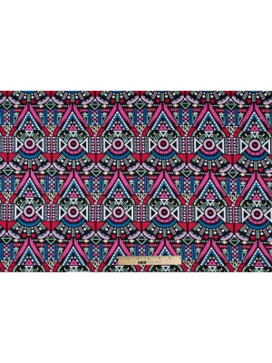 Victoria Blue/Magenta Multicolor Geometric Printed Stretch Cotton Twill Victoria Blue/Magenta Multicolor Geometric Printed Stretch Cotton Twill
