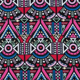 Victoria Blue/Magenta Multicolor Geometric Printed Stretch Cotton Twill Victoria Blue/Magenta Multicolor Geometric Printed Stretch Cotton Twill