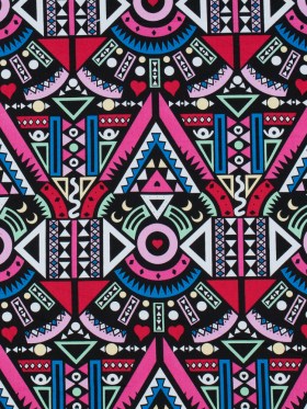 Victoria Blue/Magenta Multicolor Geometric Printed Stretch Cotton Twill Victoria Blue/Magenta Multicolor Geometric Printed Stretch Cotton Twill