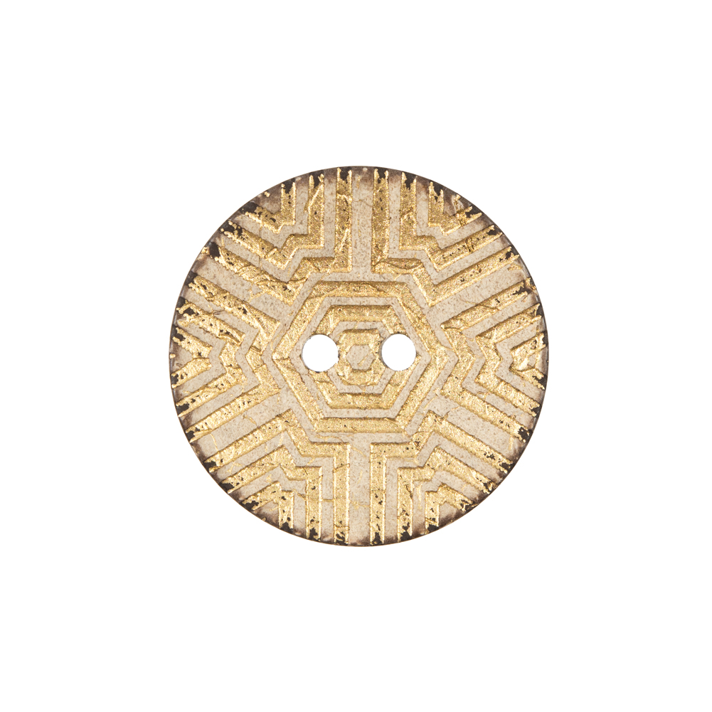 Italian Gold Carved Coconut Button – 36L/23mm Italian Gold Carved Coconut Button – 36L/23mm