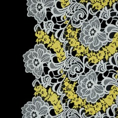 Embroidered Guipure Lace – White and Yellow Floral Embroidered Guipure Lace – White and Yellow Floral