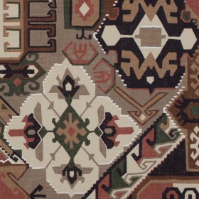 Brown and Green Aztec Printed Brushed Canvas Brown and Green Aztec Printed Brushed Canvas