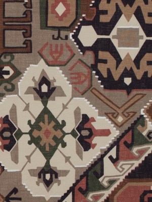 Brown and Green Aztec Printed Brushed Canvas Brown and Green Aztec Printed Brushed Canvas